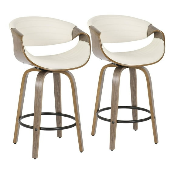 LumiSource Symphony 26 in. Solid Back Counter Stool - Set of 2