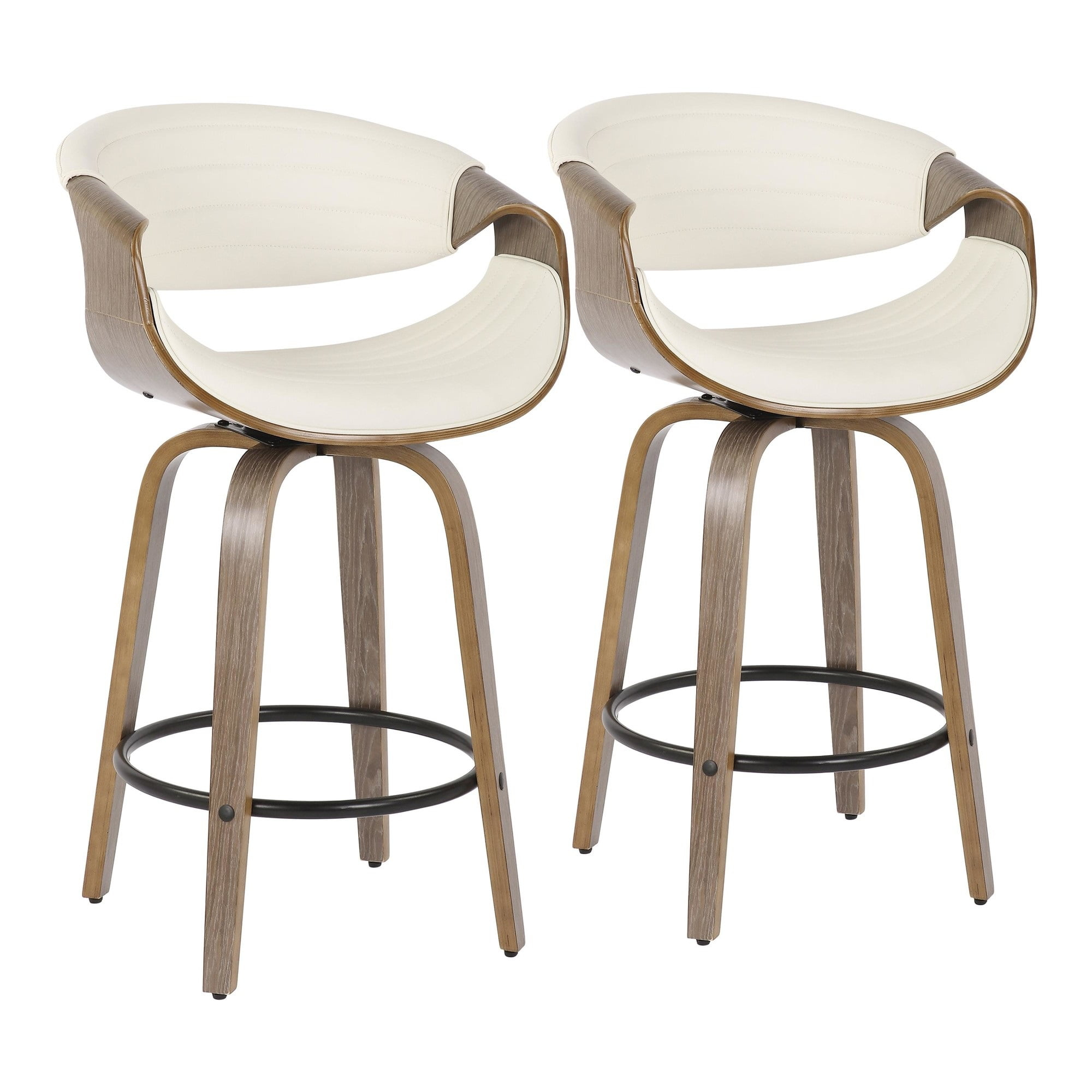 LumiSource Symphony 26 in. Solid Back Counter Stool - Set of 2