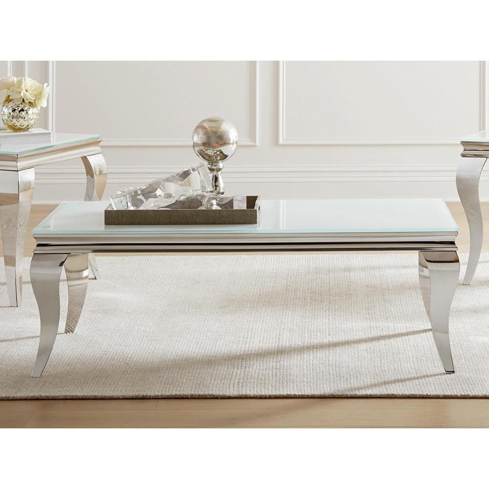 Luna Rectangle Coffee Table White and Chrome