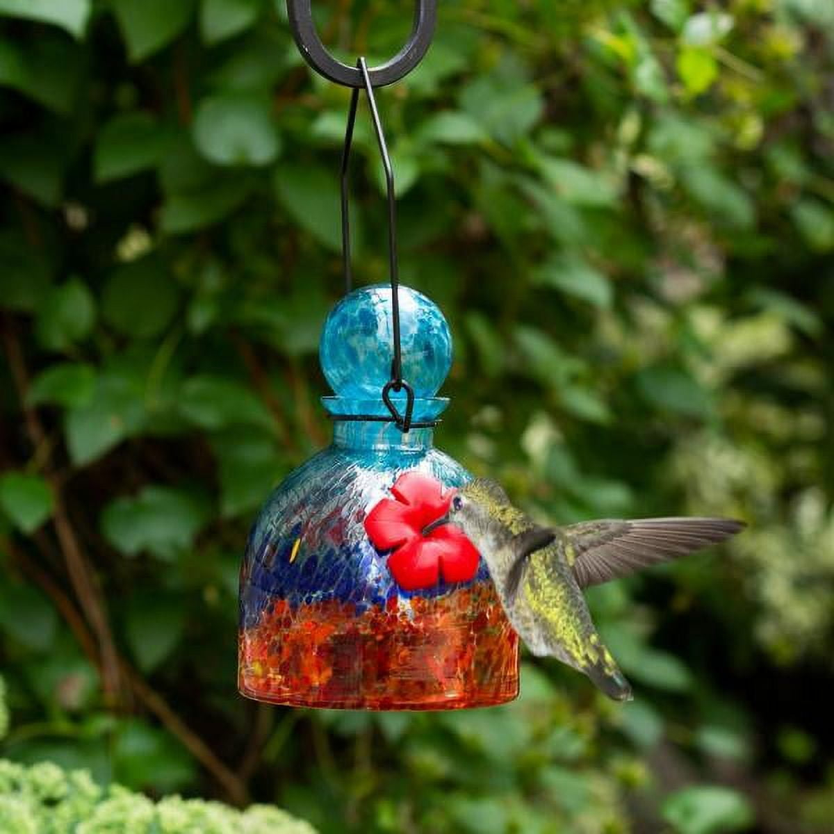 Echo Valley LunaLite Bell Hummingbird Feeder, Aqua/Red