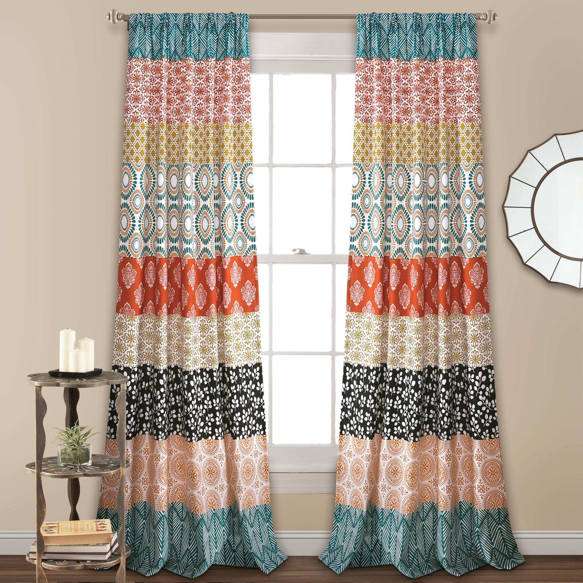 Lush Decor Bohemian Stripe Window Curtain Panels Set