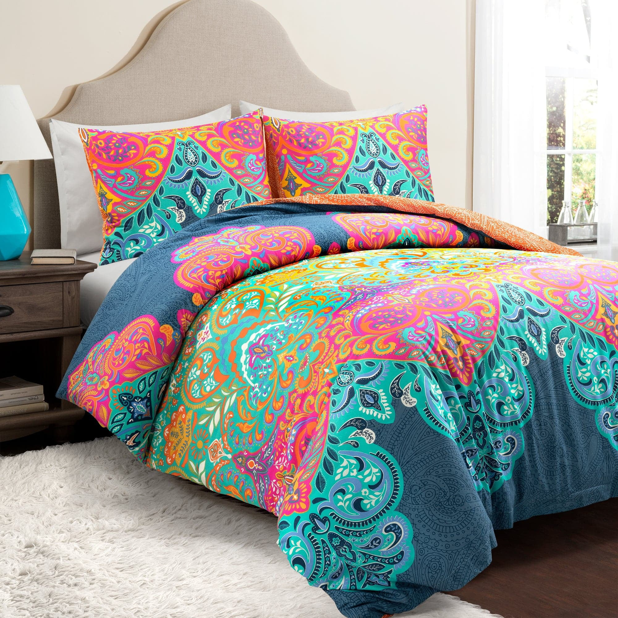 Lush Decor Boho Chic Duvet Cover - Turquoise/Navy - Full/Queen