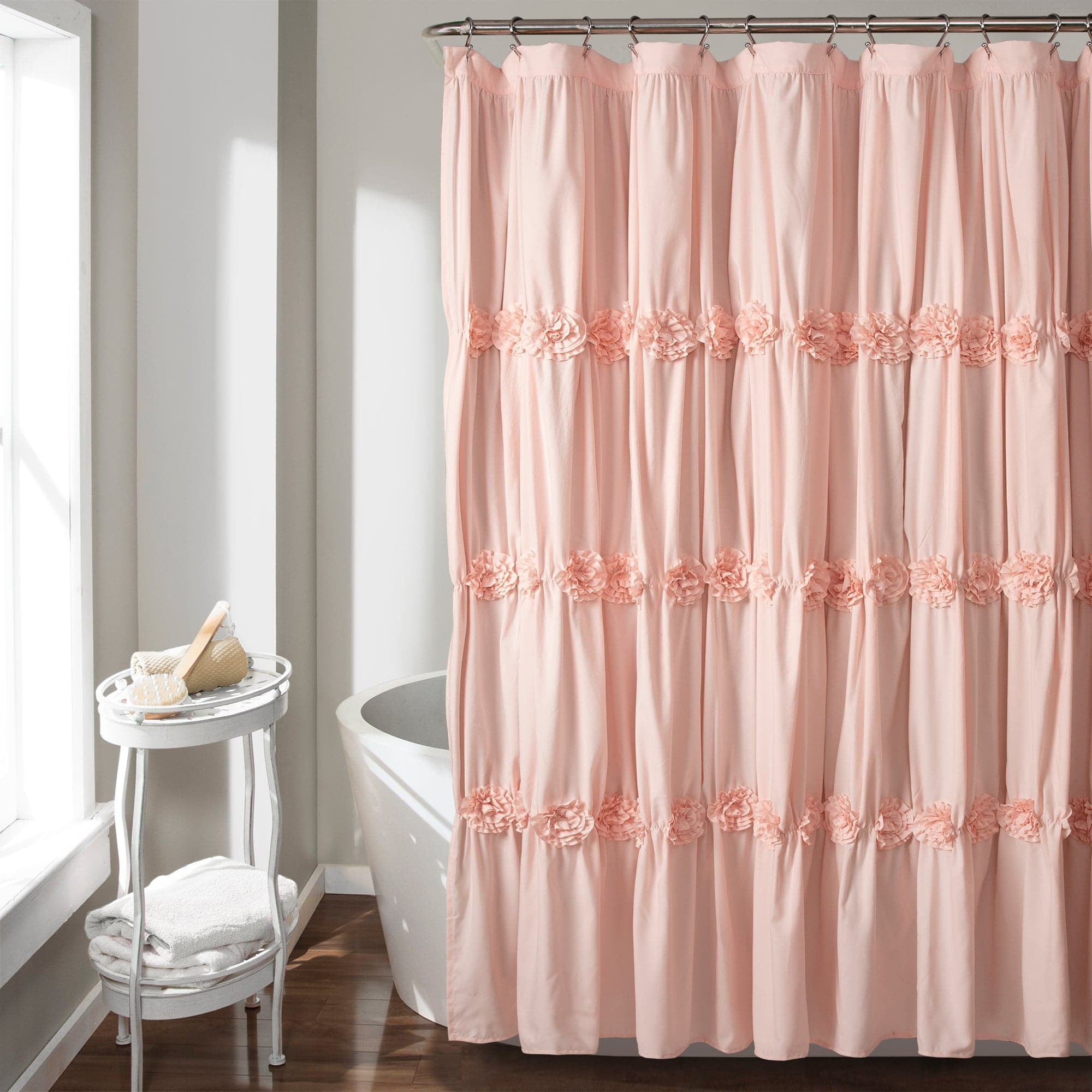 Lush Decor Darla Solid Shower Curtain, 72x72, Blush, Single