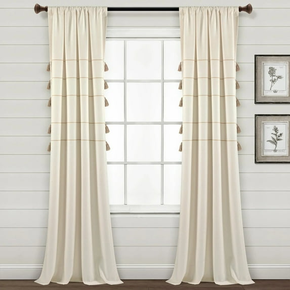 Lush Decor Farmhouse Boho Stripe Window Curtain Panels - Gray Ombre - 42 X 84