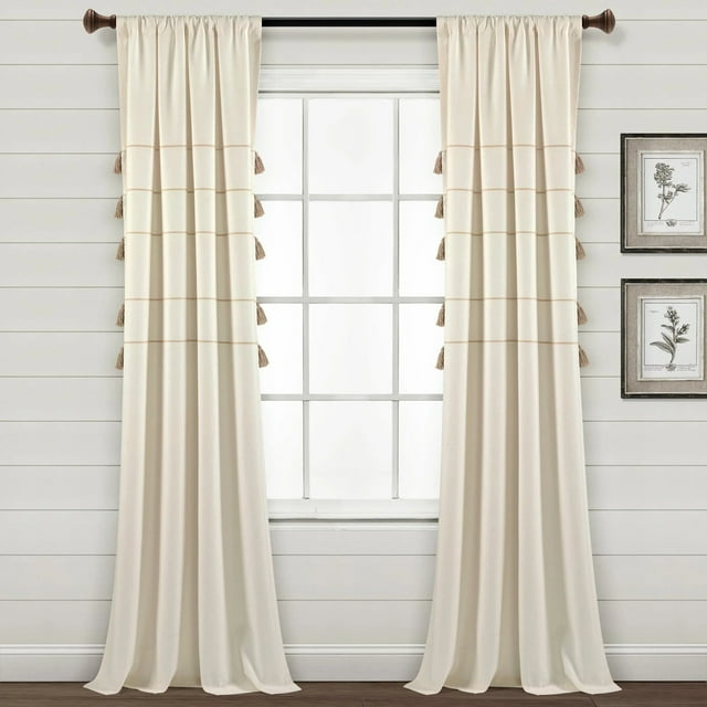 Lush Decor Farmhouse Boho Stripe Window Curtain Panels - Gray Ombre - 42 X 84