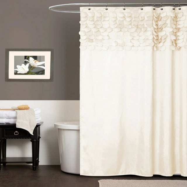 Lush Decor Lillian Solid Shower Curtain, 72x72, Beige, Single