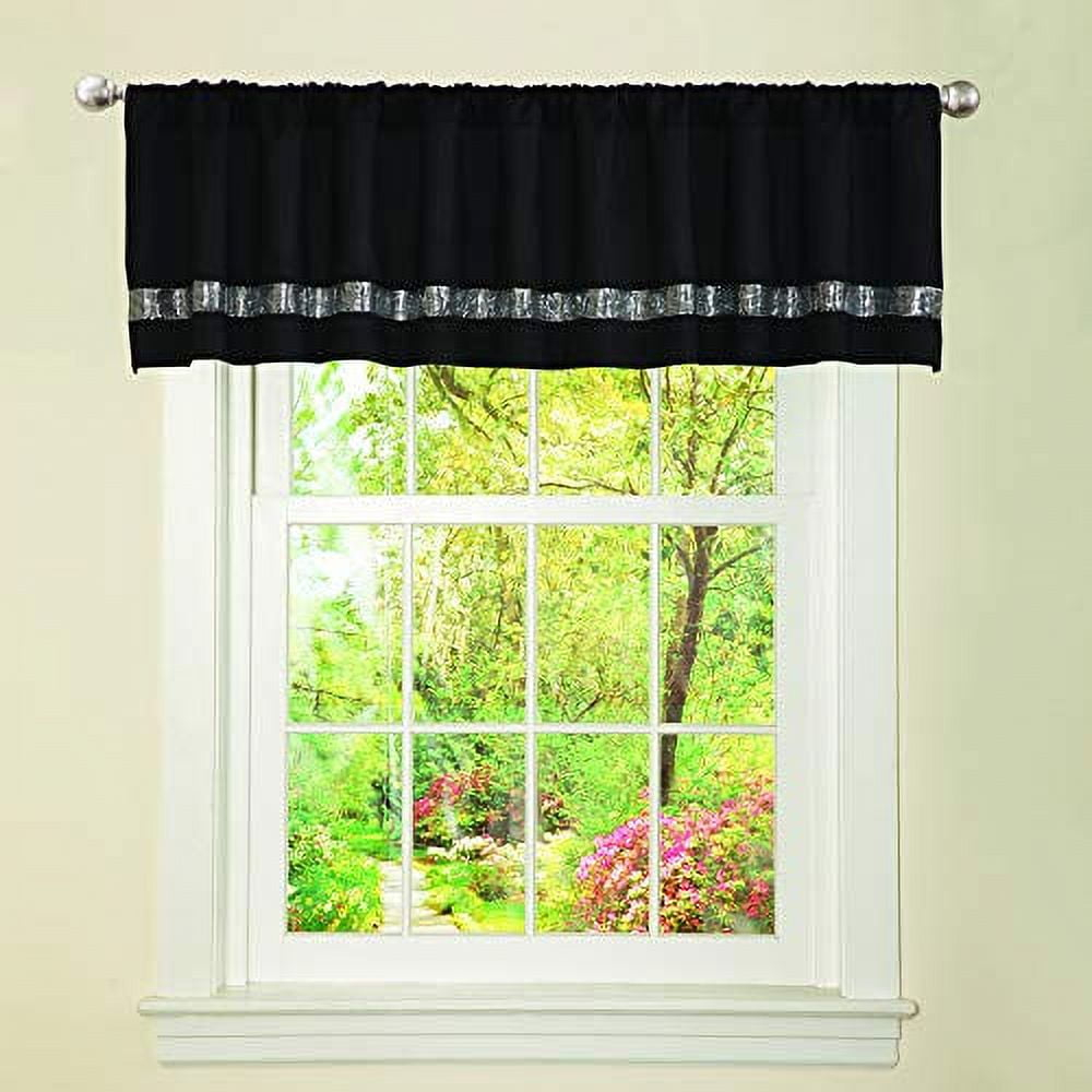 Lush Decor Night Sky Curtain Valance (Single Panel), Black and Gray