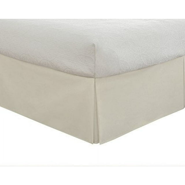 Lux Hotel Tailored Bed Skirt Classic 14" Drop Length Pleated Styling, Full, Ivory