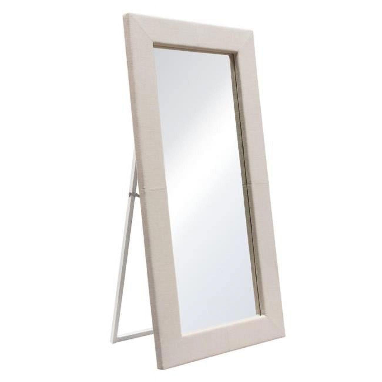 Luxe Free-Standing Mirror with Locking Easel Mechanism in Sand Linen Fabric by Diamond Sofa