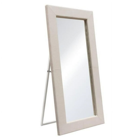 Luxe Free-Standing Mirror with Locking Easel Mechanism in Sand Linen Fabric by Diamond Sofa