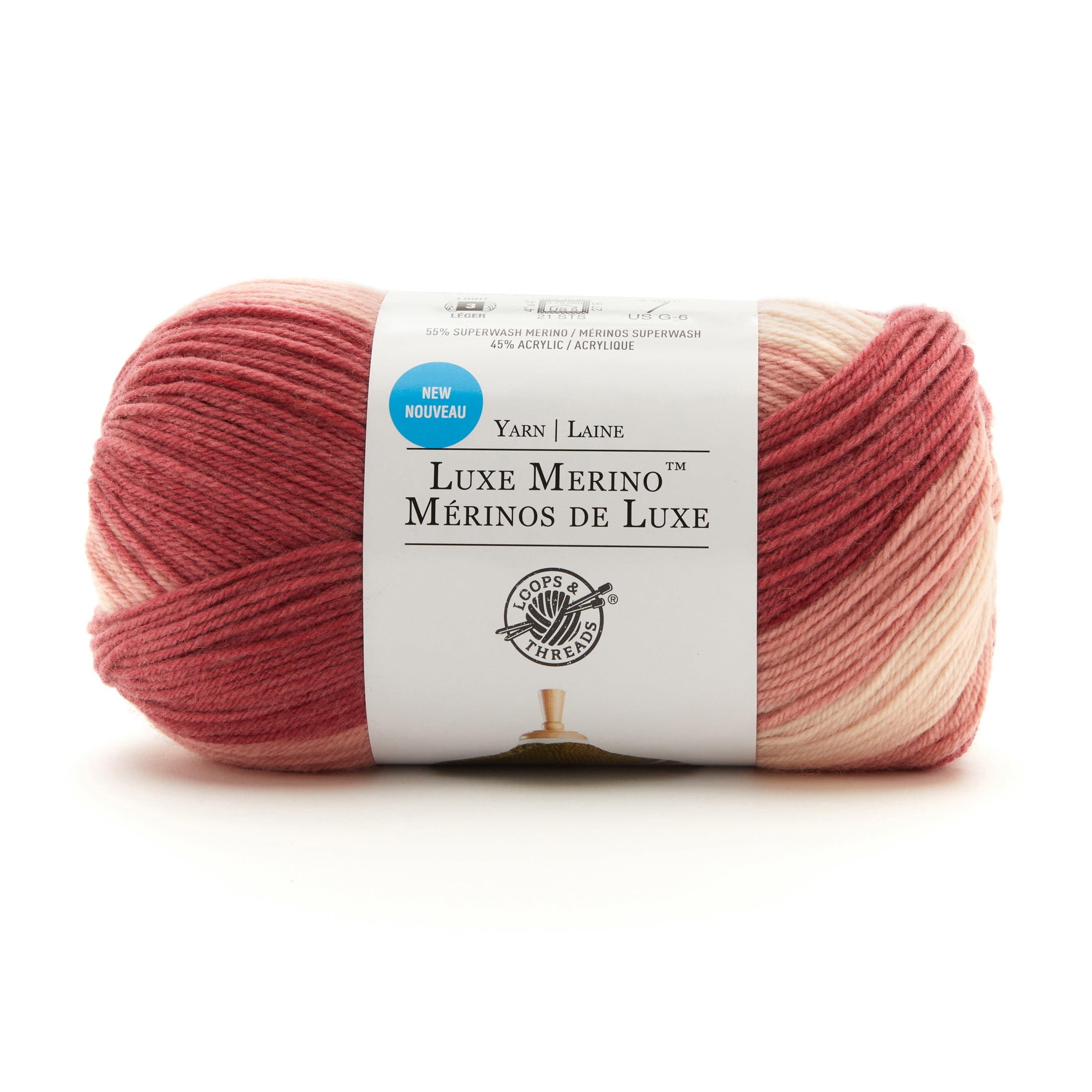 Luxe Merino Yarn by Loops & Threads - Yarn for Knitting - Crochet - Weaving - and Arts & Crafts - Multi - Acrylic Blend - 4.4 oz