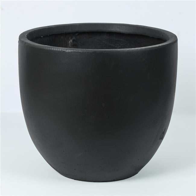 Luxen Home Round Black Finish Planter (Medium)