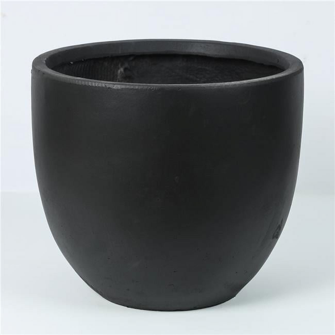 Luxen Home Round Black Finish Planter (Medium)