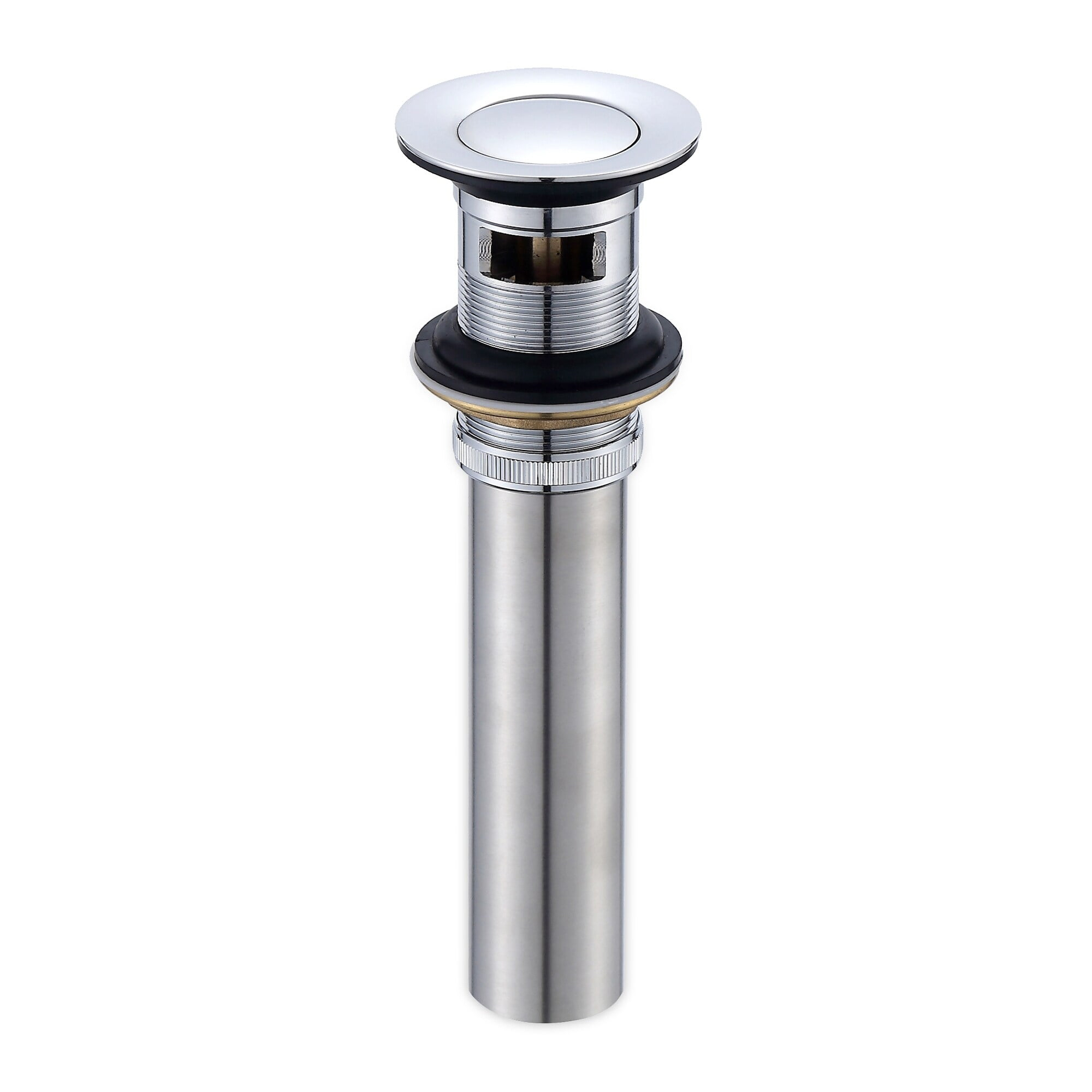 Luxier DS04-T Bathroom Sink Push Pop-Up Drain Stopper with Overflow Chrome