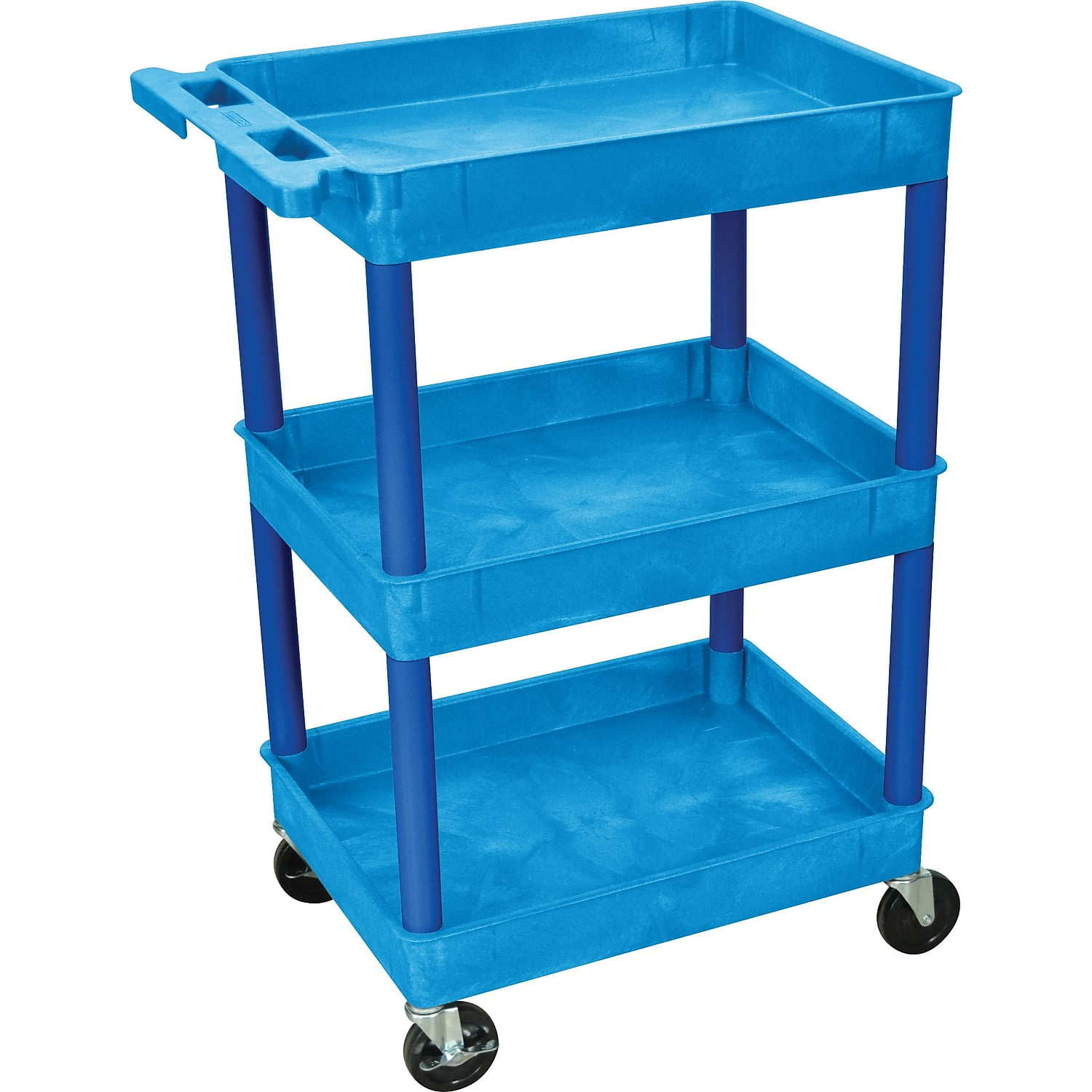 Luxor 18" x 24" Three Shelf Tub Utility Cart - Blue