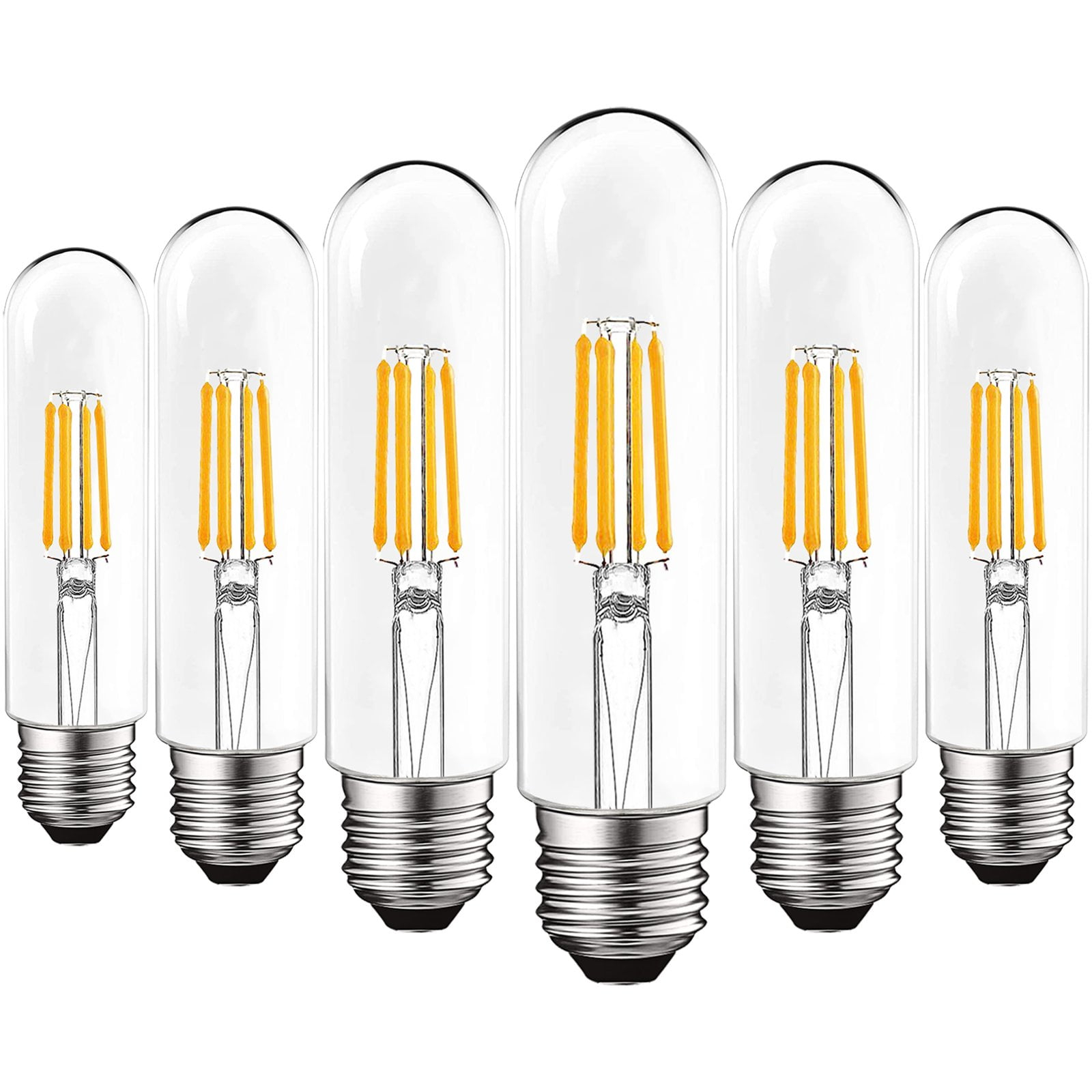 Luxrite 6-Pack T10 LED Bulb 5W=60W 3000K Soft White Edison Bulb 500 Lumens Tubular Light Bulb Damp Rated UL Listed E26