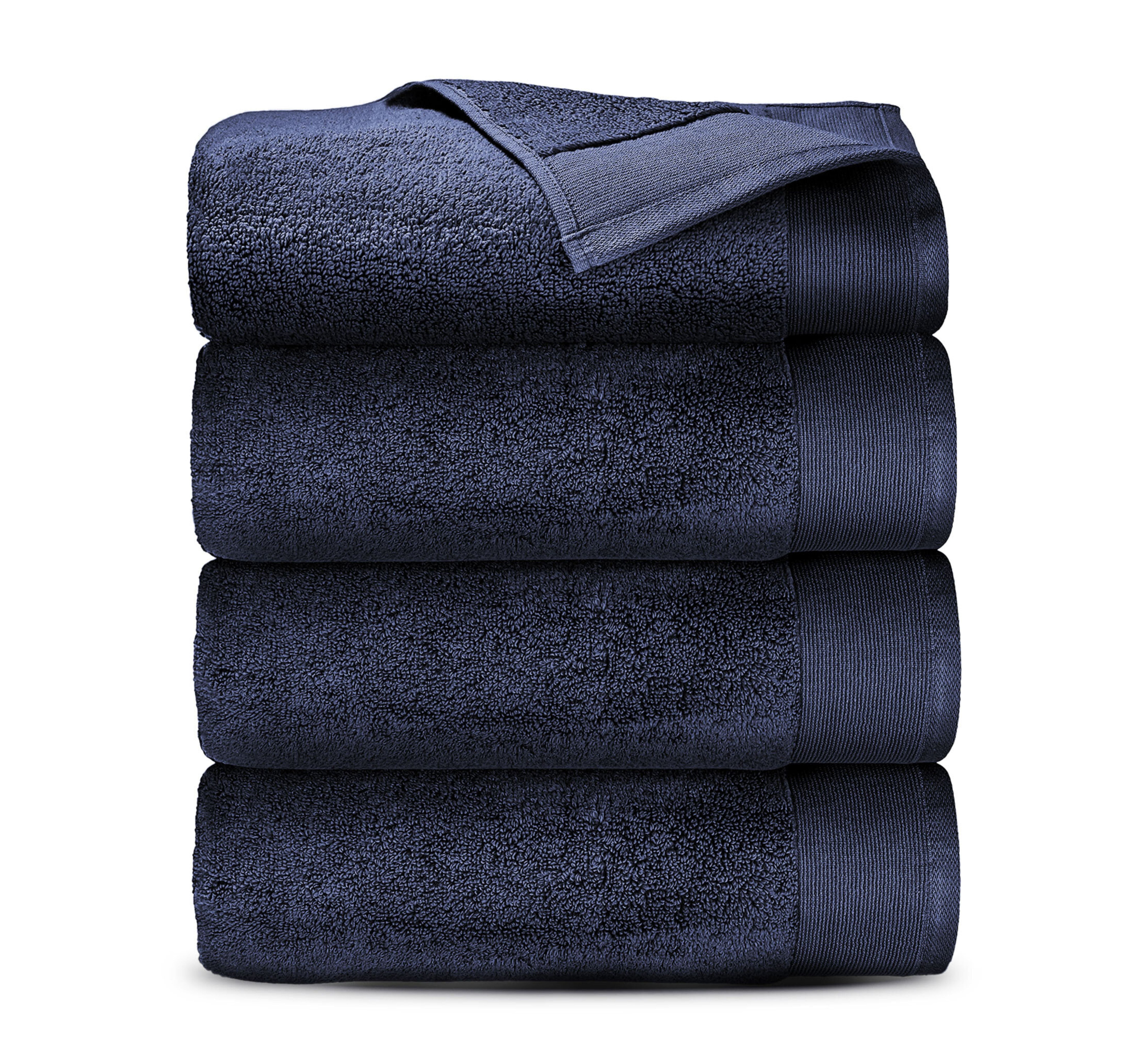 Toallas de Baño 100% Algodón - Paquete de 4, Extra Suaves y Esponjosas, de Secado Rápido y Muy Absorbentes, Calidad de Hotel, Toalla de Ducha, Azul Marino - 27" x 54"