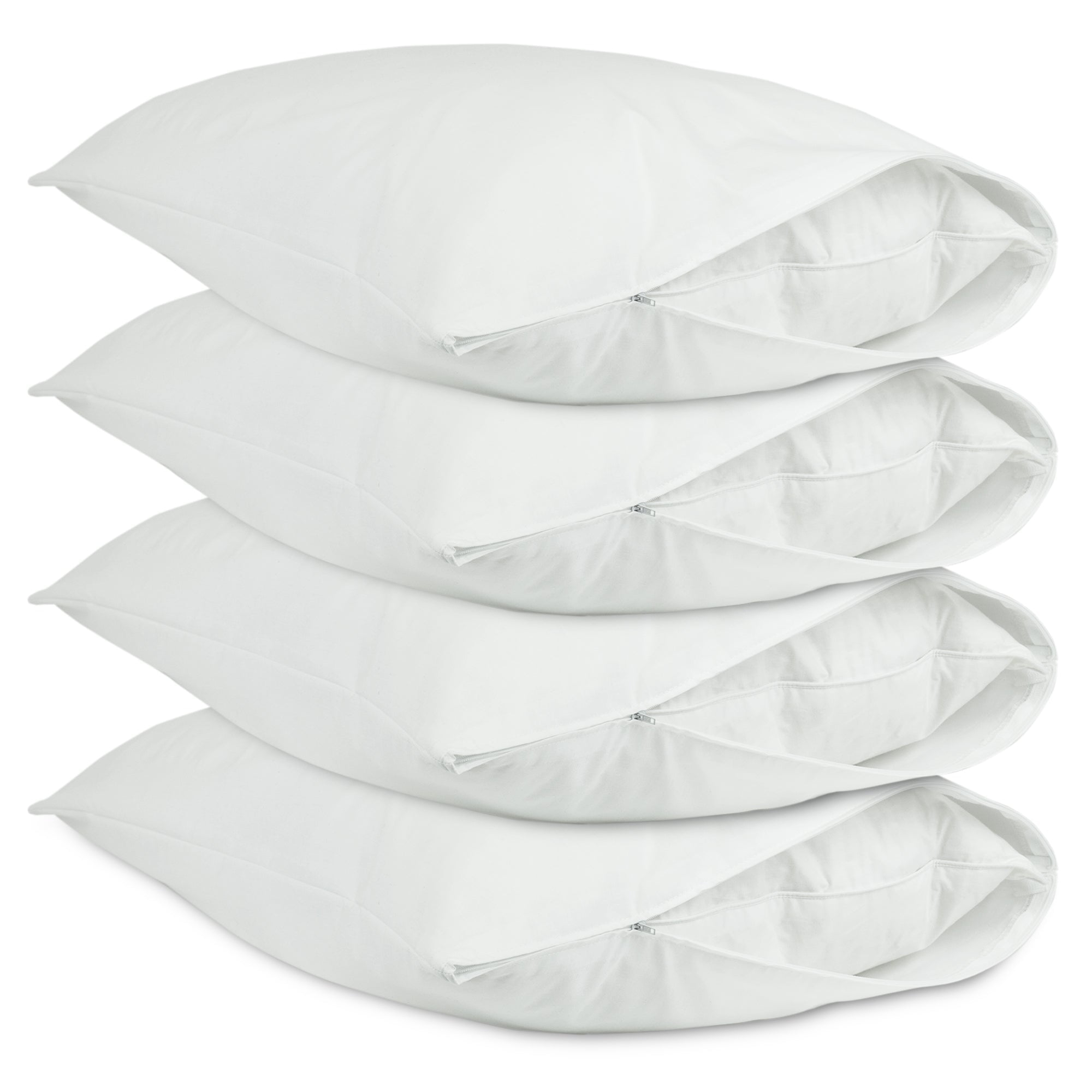 Luxury Hotel Collection, Ultra Soft Pillow Protector | Pillow Cover with Zipper, Soft & Comfortable for Hair and Skin, White - Queen Size - Set of 4