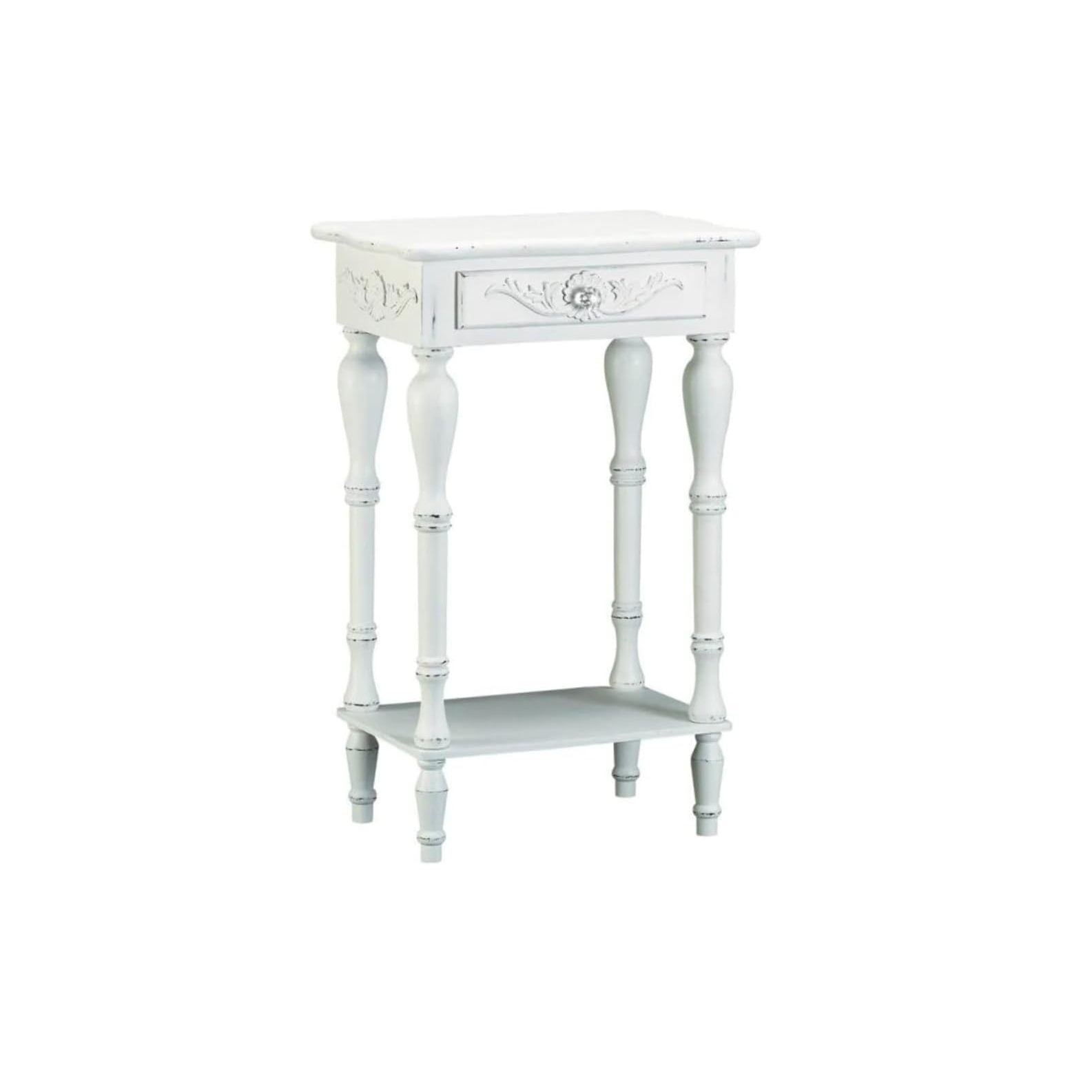 CintBllTer 34353 Carved White Side Table, Multicolor