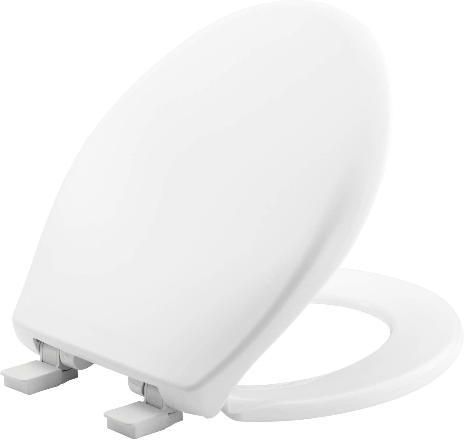 Mayfair Caswell™ Slow Close Round Plastic Toilet Seat in White Never Loosens