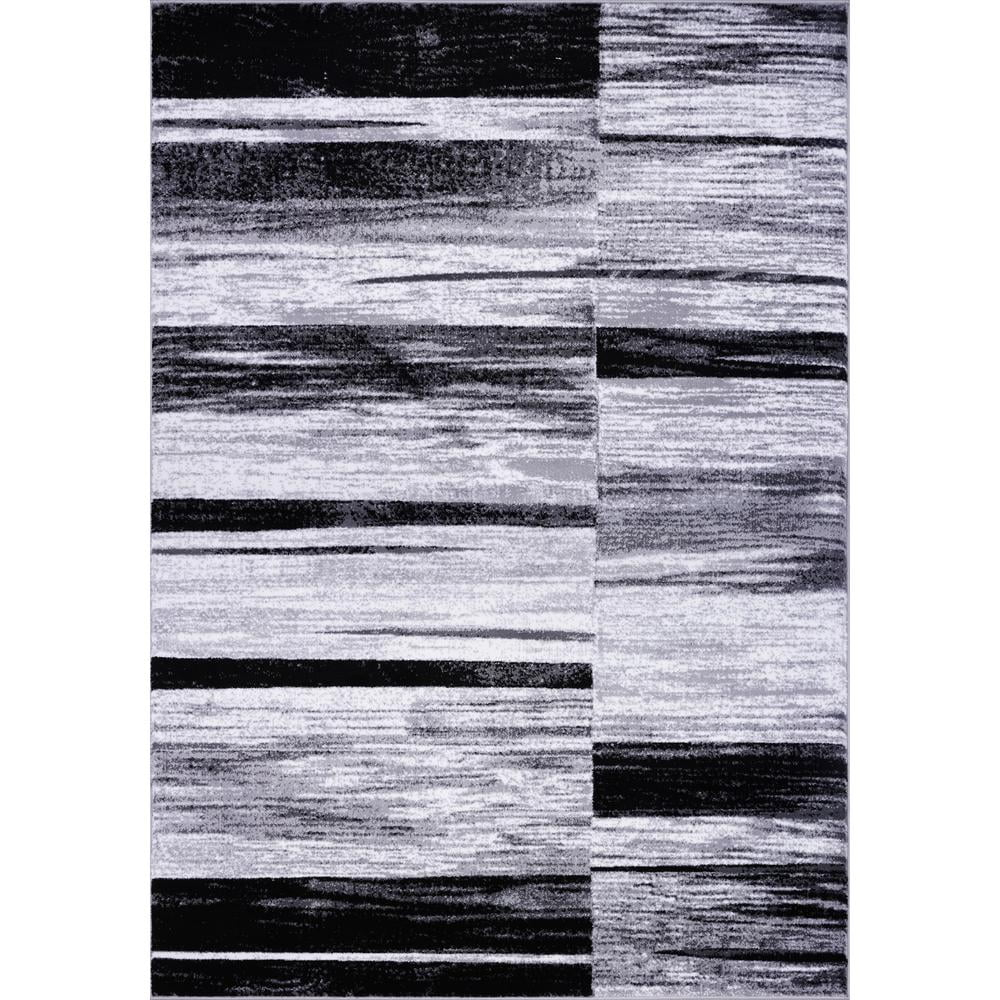 MDA Home Anatolia 5'x8' Stripe Transitional Fabric Area Rug in White/Black