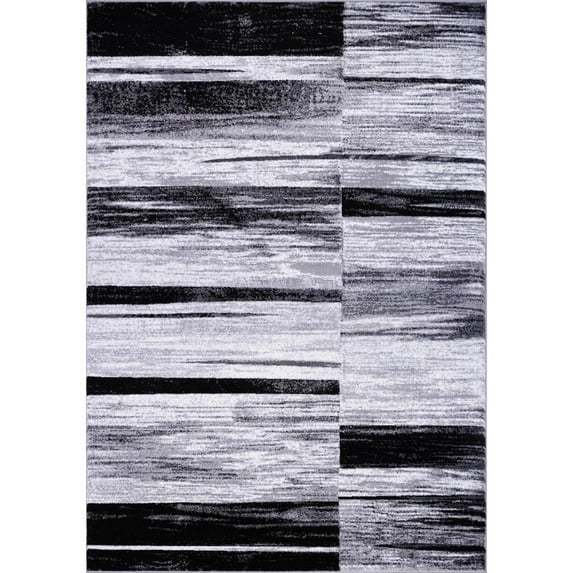 MDA Home Anatolia 5'x8' Stripe Transitional Fabric Area Rug in White/Black