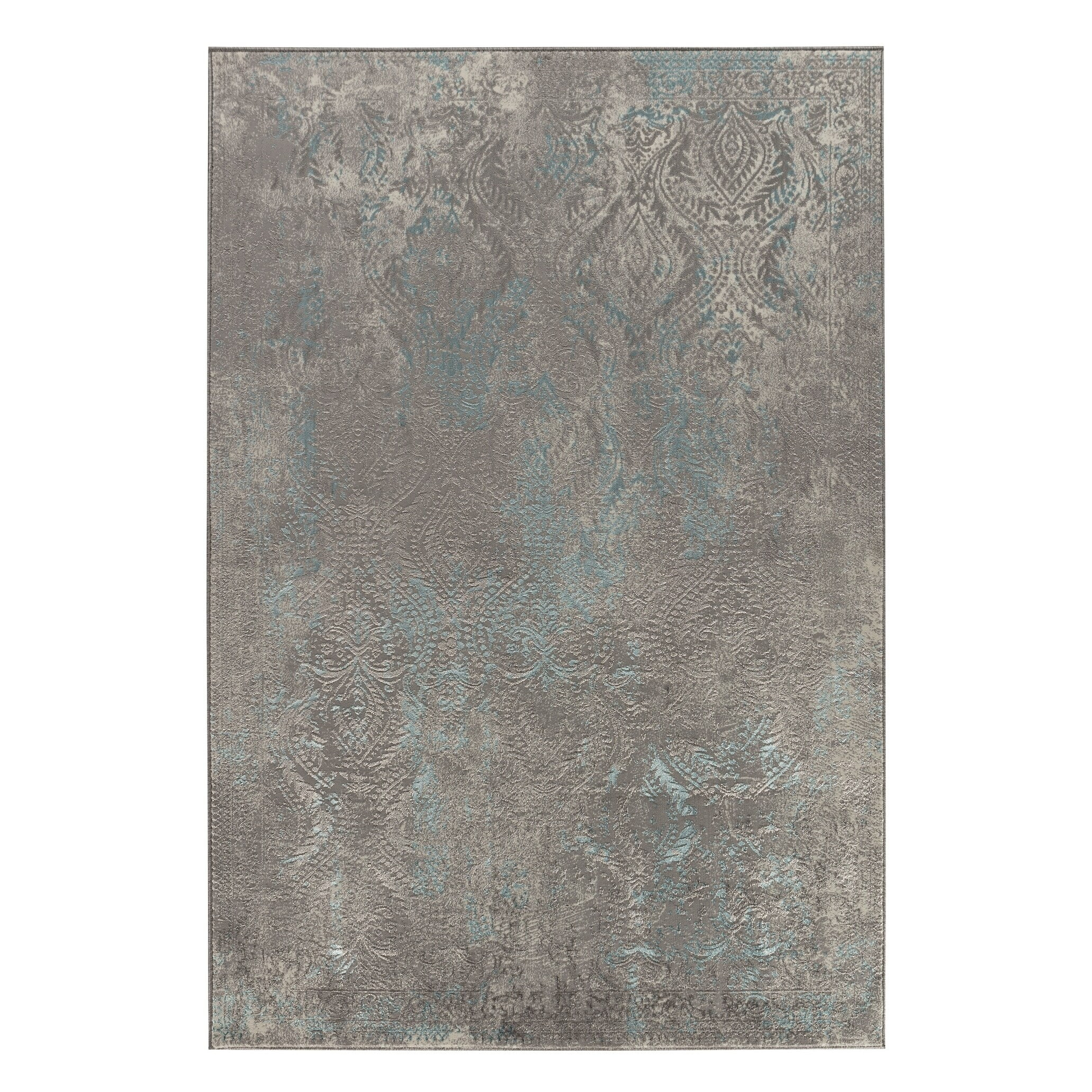 MDA Rug Imports Maz Collection Distressed Abstract Area Rug 4' x 6' - Grey/Blue