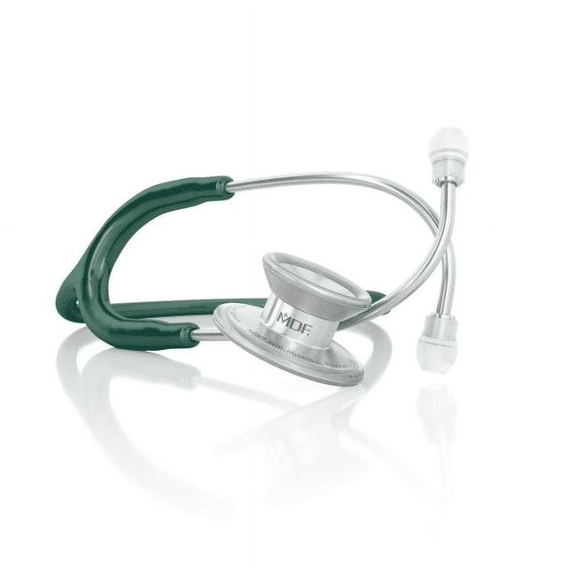 MDF MD One Epoch Lightweight Titanium Stethoscope, Adult, Free-Parts-for-Life, Emerald Green Tube, Silver Chestpiece-Headset