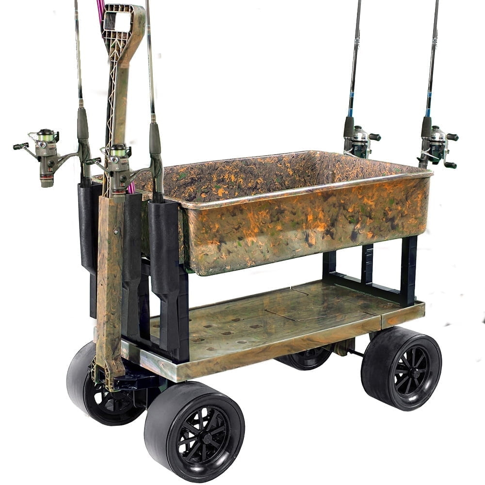 Mighty Max Cart® Camo Outdoor Fishing Cart, Cooler Wheel Kit, Never-Flat 8-Inch Wheels, with CamoTub