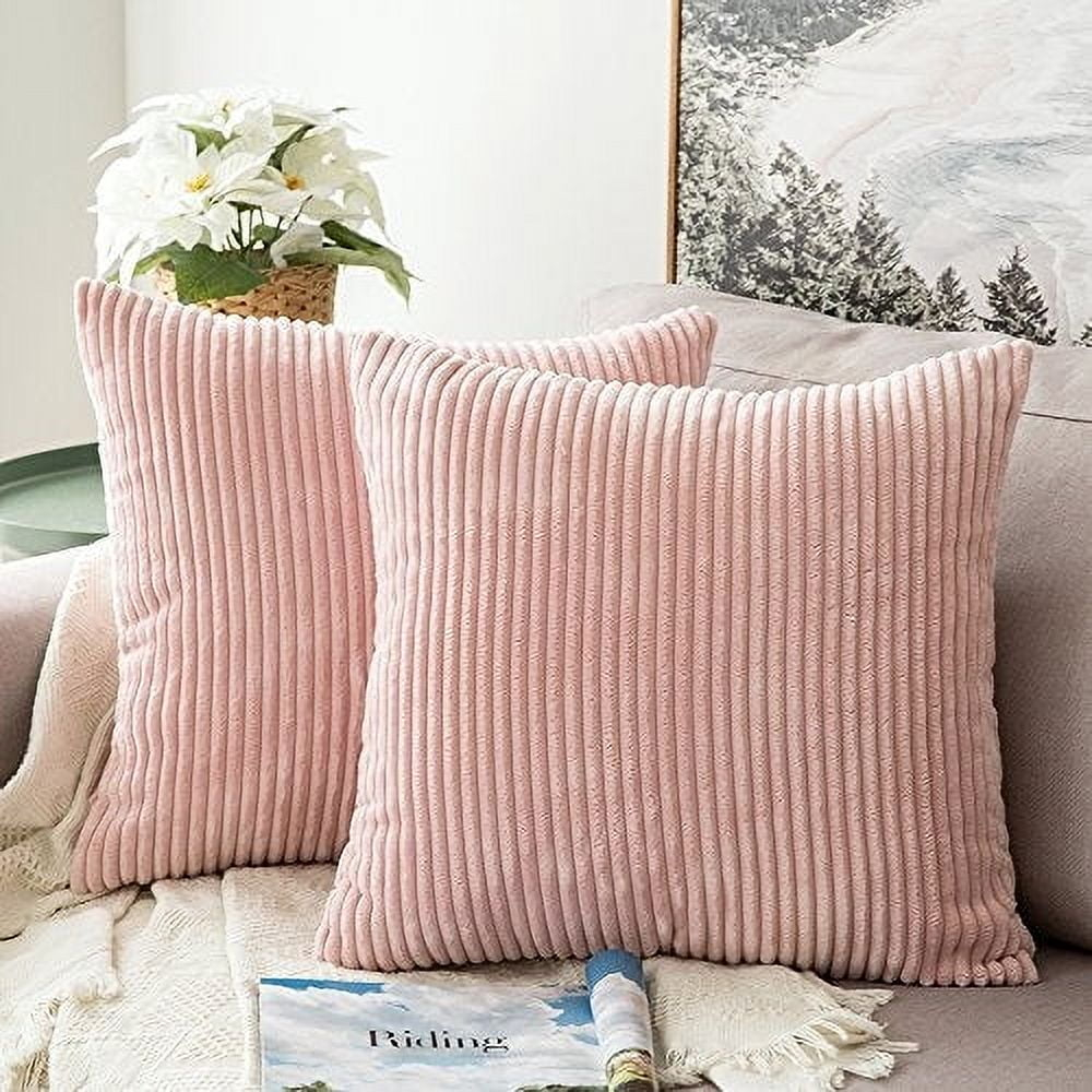 MIULEE Pack of 2, Corduroy Soft Soild Decorative Square Throw Pillow Covers Set Cushion Cases Pillowcases for Sofa Bedroom Car 18 x 18 Inch 45 x 45 cm