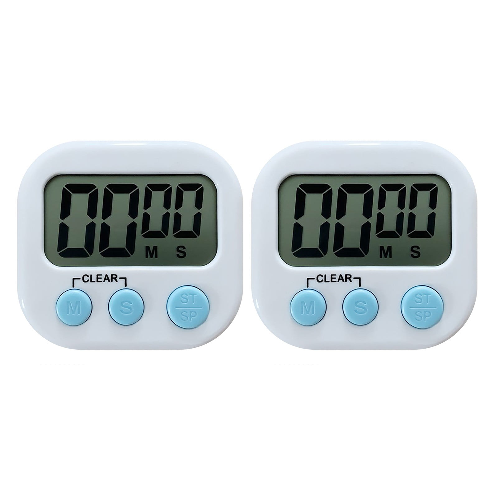 White Digital Kitchen Timer with Big Digits and Loud Alarm