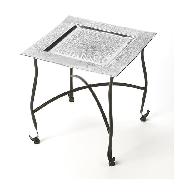 Butler Specialty Metalworks Moroccan Square Metal Tray Table In Silver