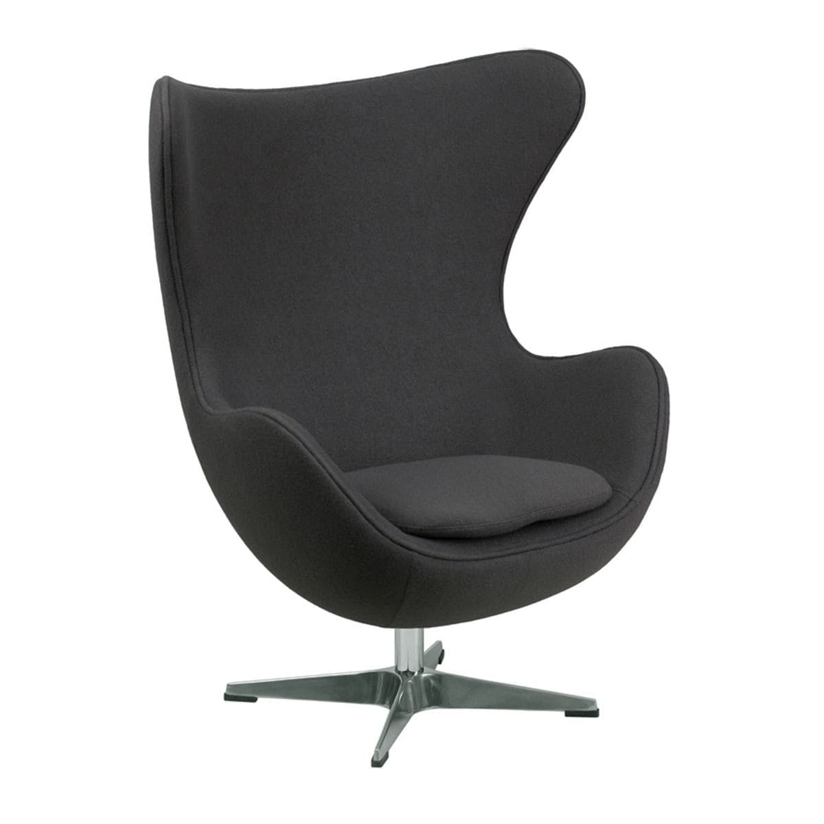 MOS  Mid-Century Modern Wool Fabric Tilt Swivel Lounge Chair Dark Grey