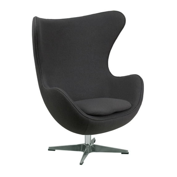 MOS  Mid-Century Modern Wool Fabric Tilt Swivel Lounge Chair Dark Grey