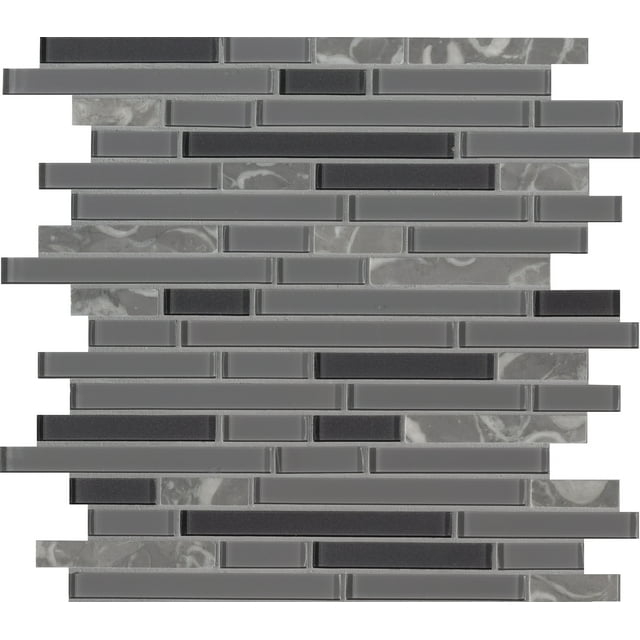 MSI Lorena Grigio Interlocking 12 in. x 12 in. x 4mm Glass Stone Mesh-Mounted Mosaic Tile (19.6 sq. ft. / case)
