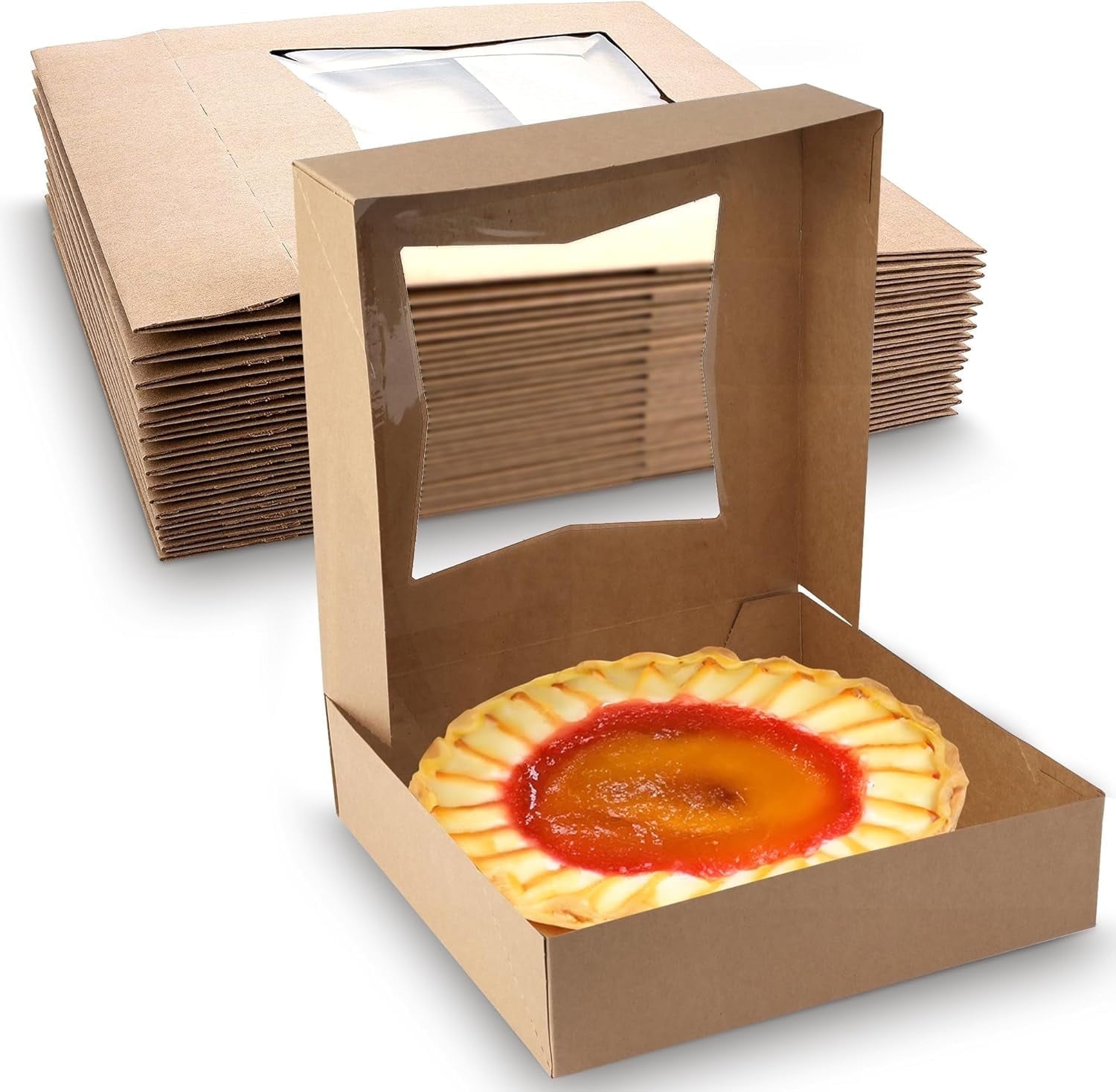 MT Products Pie Boxes - 9" x 9" x 2.5" Brown Bakery Boxes - Pack of 15