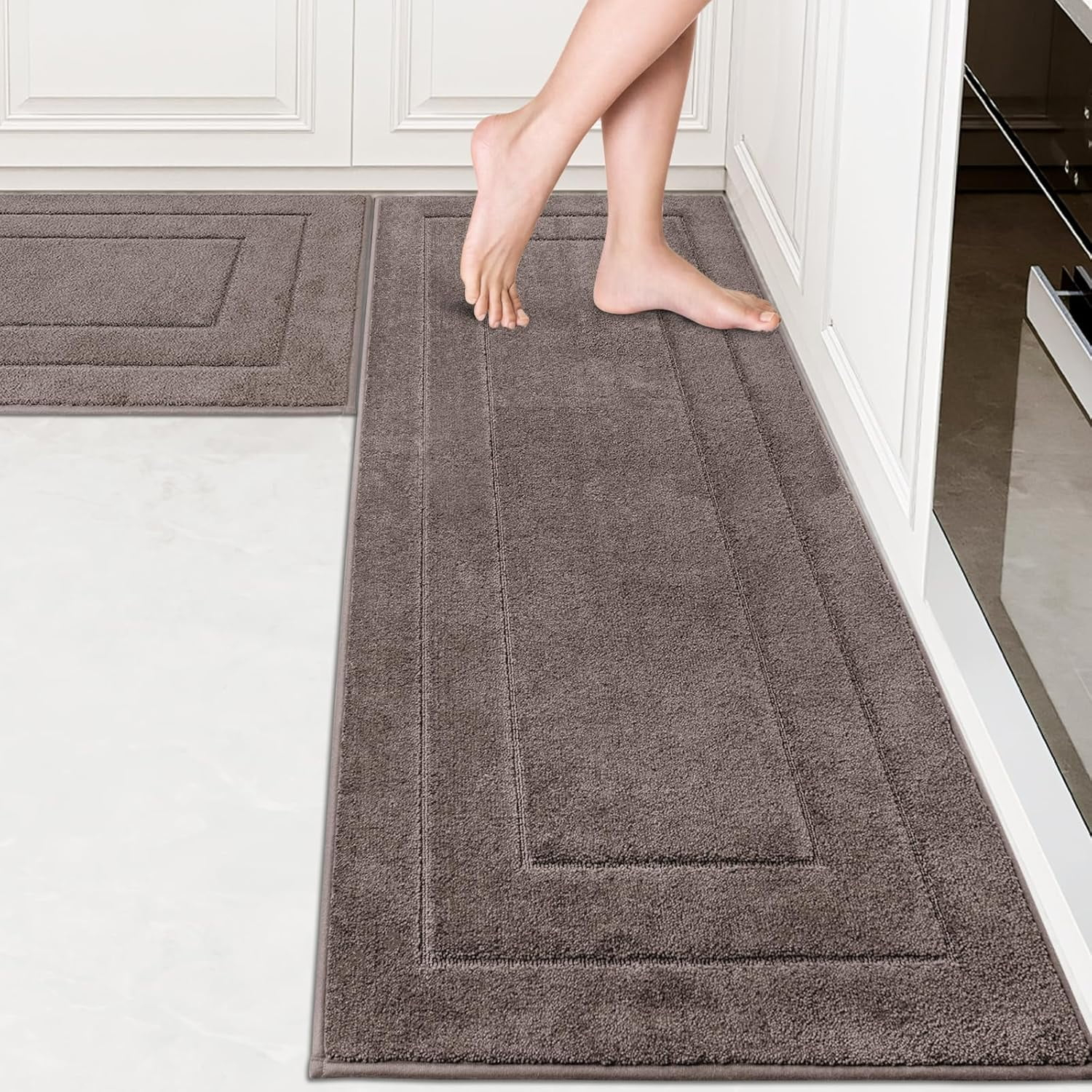 Hokku Designs Machine Washable Kitchen Rug Set [2 PCS] (24" x 35.5"+ 24" x 59")