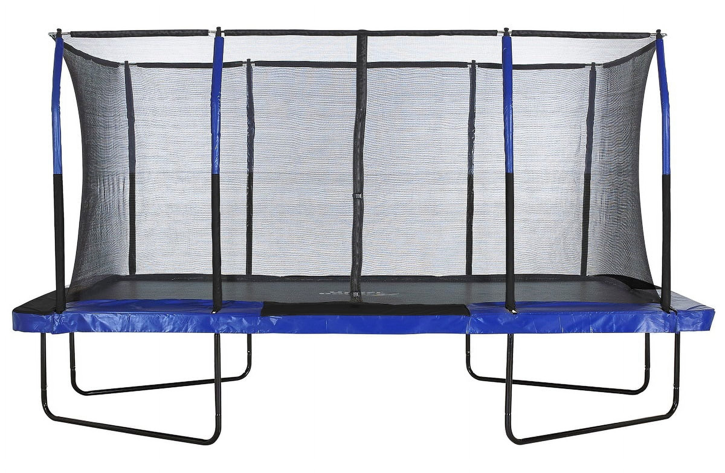 Machrus Upper Bounce 8' x 14' Rectangular Trampoline with Enclosure – Safe Indoor/Outdoor Trampoline for Kids, Toddlers & Adults – Fun & Fitness Trampoline – Blue/Black