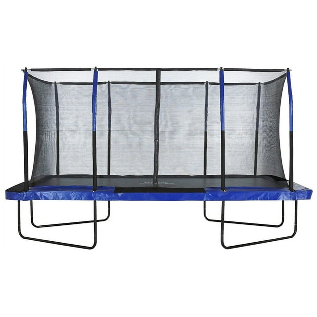 Machrus Upper Bounce 8' x 14' Rectangular Trampoline with Enclosure – Safe Indoor/Outdoor Trampoline for Kids, Toddlers & Adults – Fun & Fitness Trampoline – Blue/Black