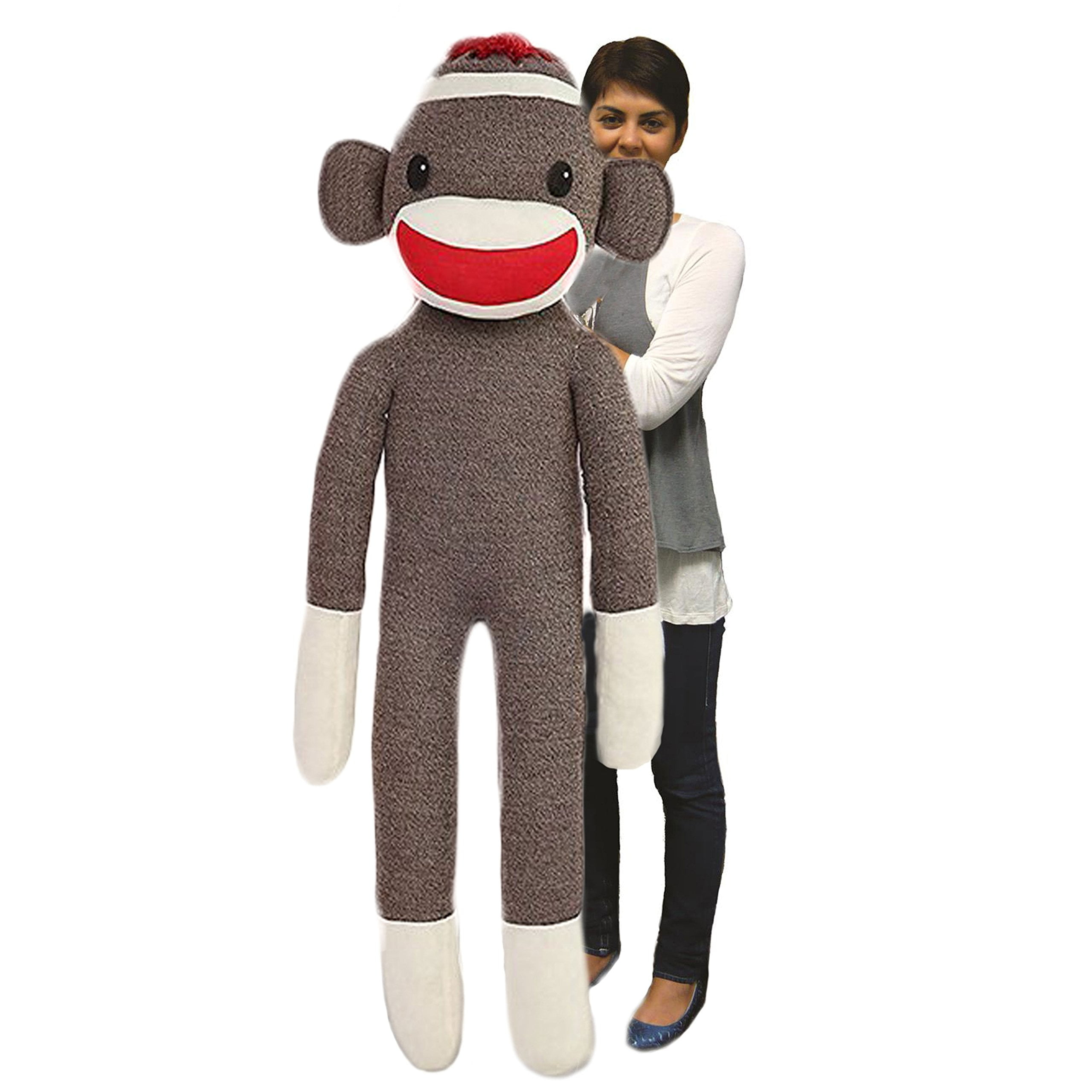 Made by Aliens Personalized Floppy Original Giant Sock Monkey Stuffed Animal Plush Toy- Perfect Gift for Valentine Day- Graduation Day- Birthday- 72 inches
