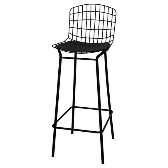Madeline 41.73" Barstool with Seat Cushion in Black