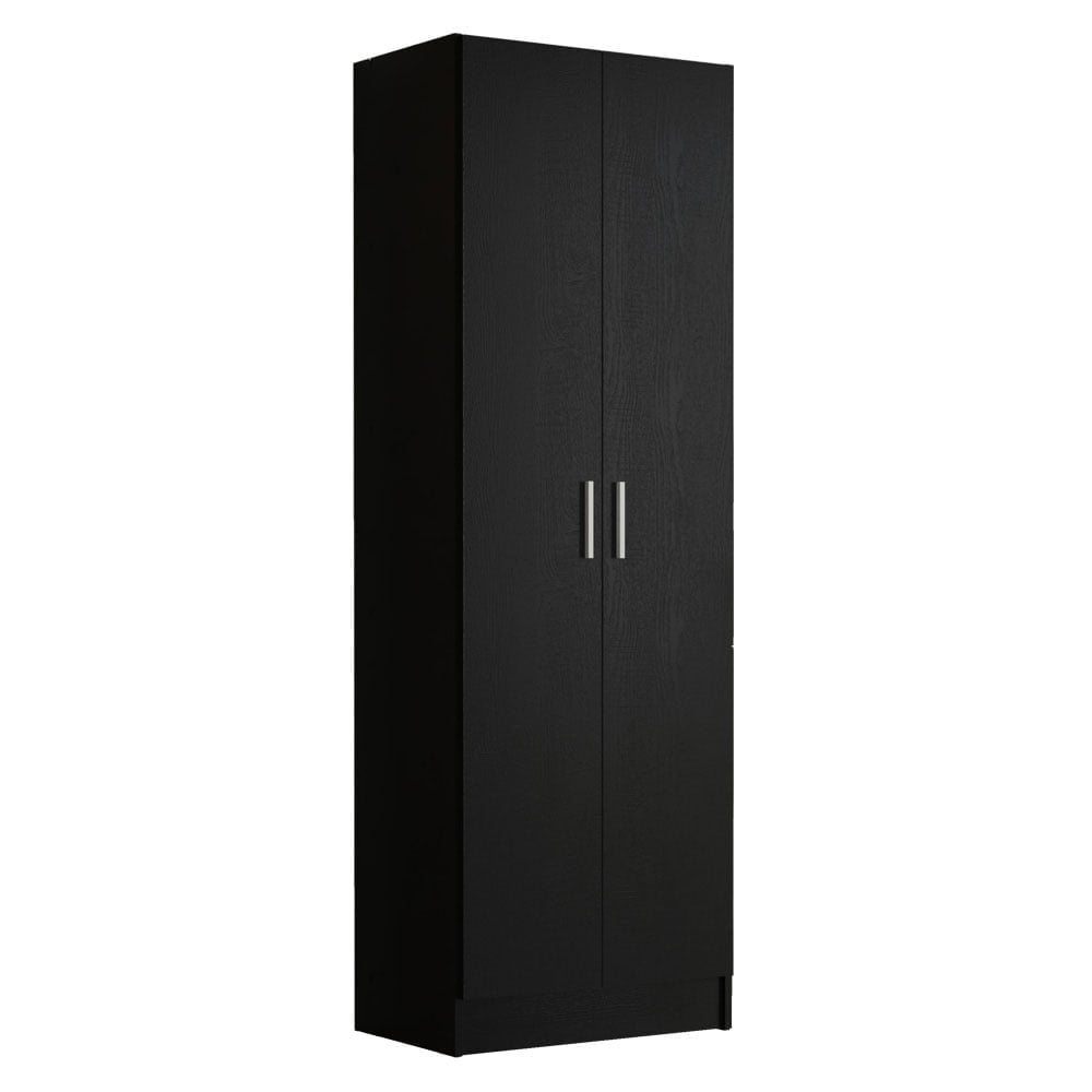 Madesa Pantry Storage Cabinet Armoire Closet with 2 Doors and 5 Utility Shelves 23"L Wooden Organization Unit for Bedroom, Office, Laundry Room, Kitchen, and Garage - Black
