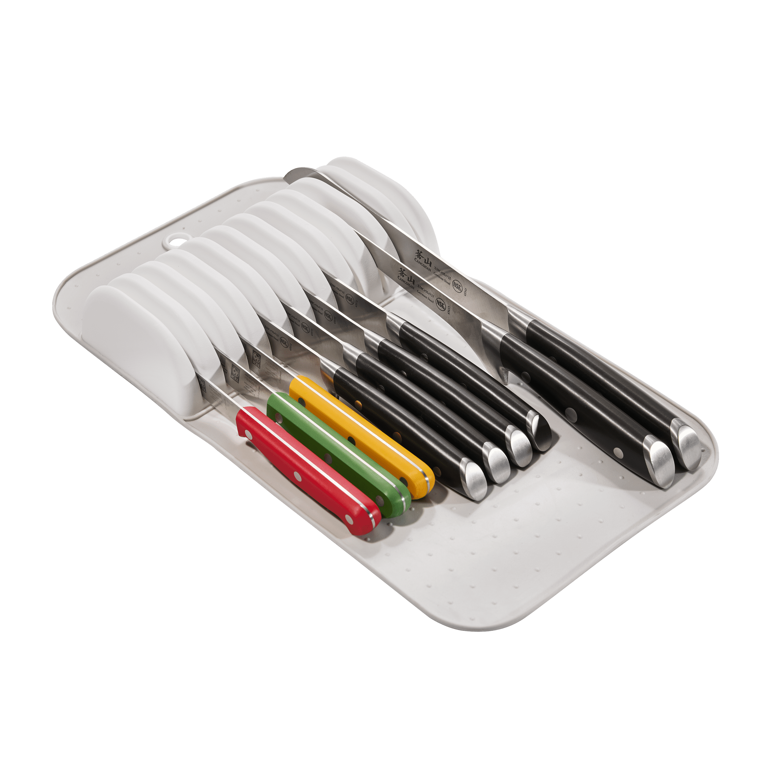 madesmart Classic Large Knife Mat Soft-Grip, Non-Slip Drawer, Long-Lasting Home Organization, BPA Free, White