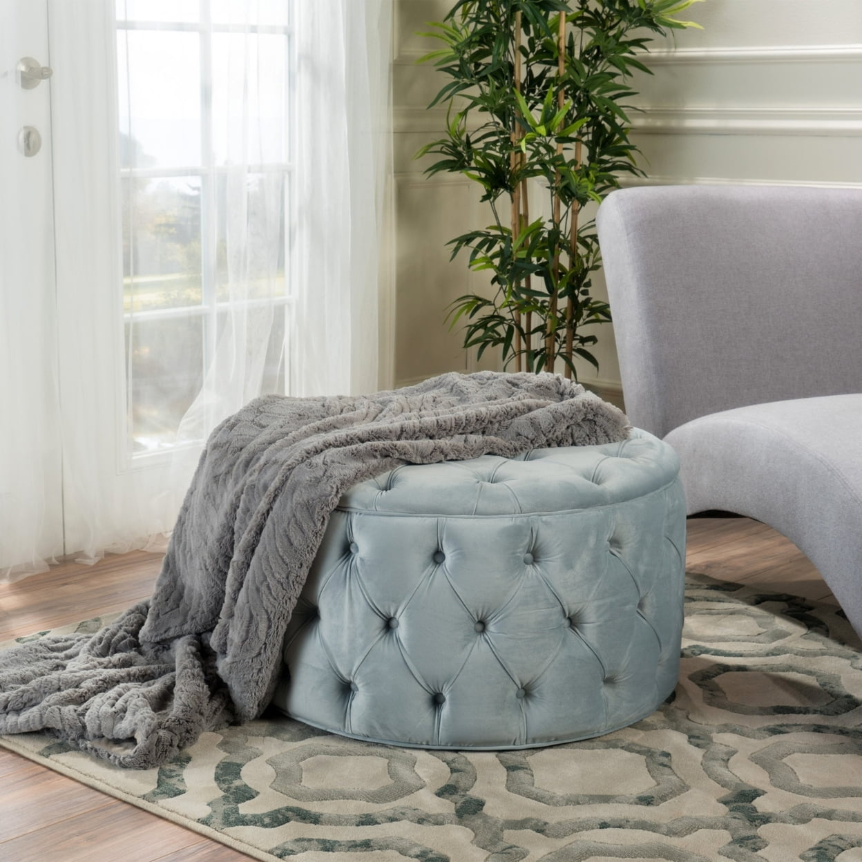 Maelyn Plush  Velvet Ottoman