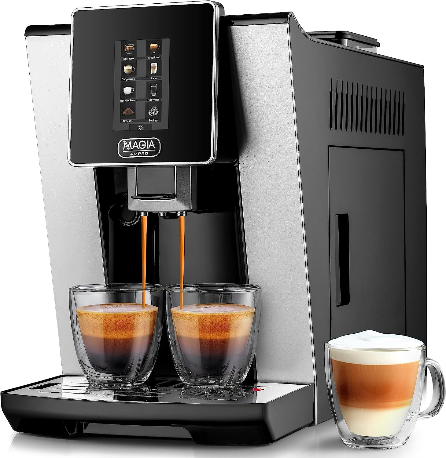 Magia AMPRO Automatic Espresso Machine with Grinder, Super Automatic Coffee Machine and Milk Frother by Zulay Kitchen