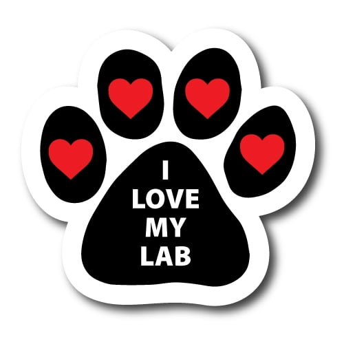 Magnet Me Up I Love My Lab Pawprint Magnet Decal, 5 Inch, Vinyl Automotive Magnet