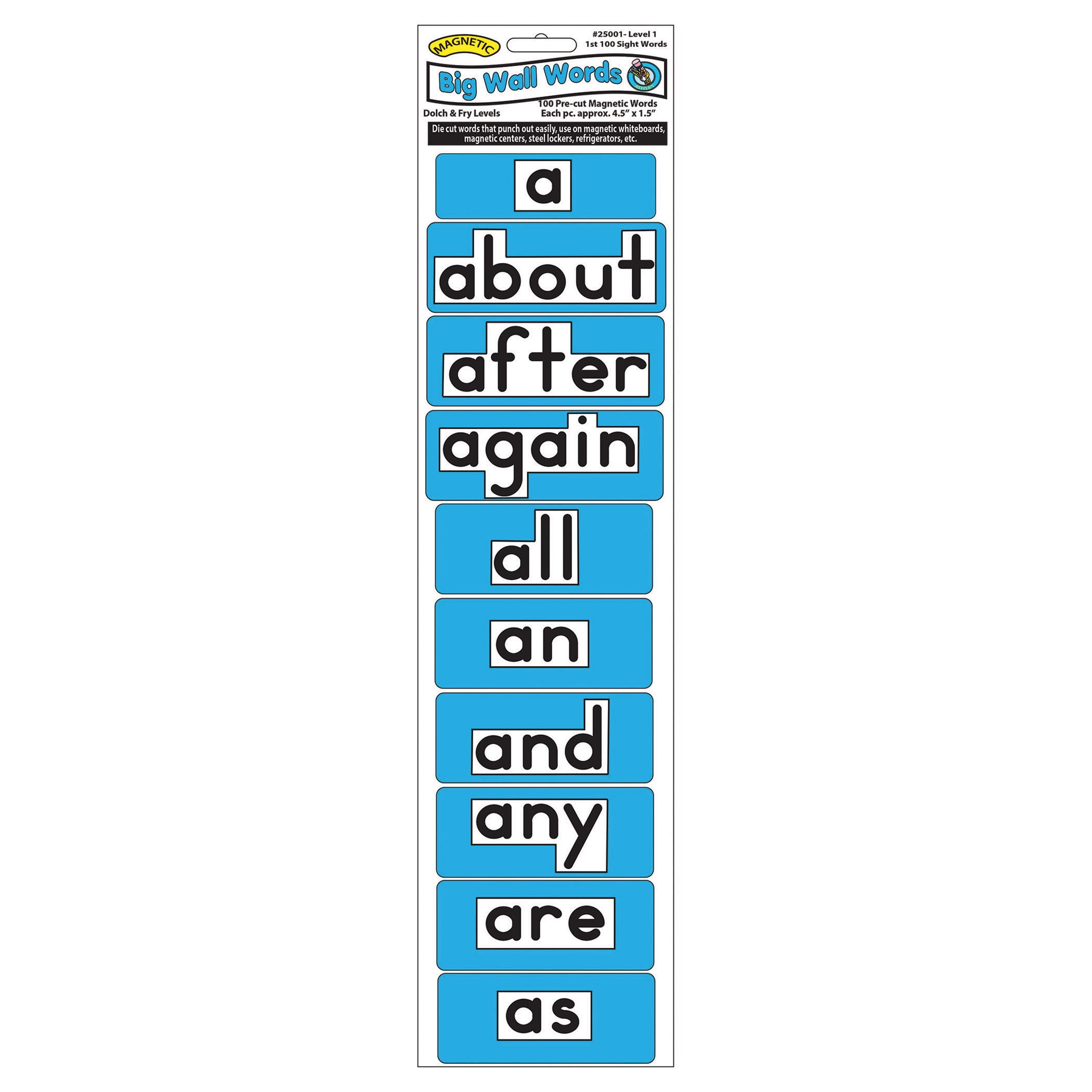 Magnetic Big Wall of 100 Words Level 1 - Ashley Productions: Word Magnets, Learning Wall, Teaching Aid, Nouns Chart