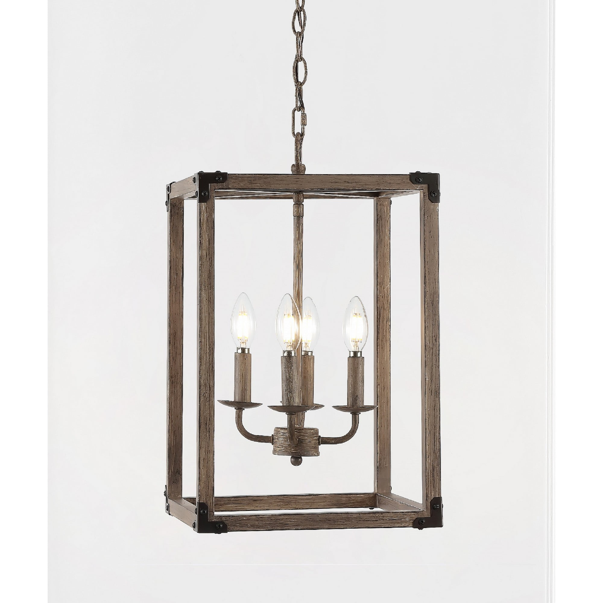 Magnolia 12.13" 4-Light Adjustable Iron Rustic Farmhouse LED Pendant, Brown
