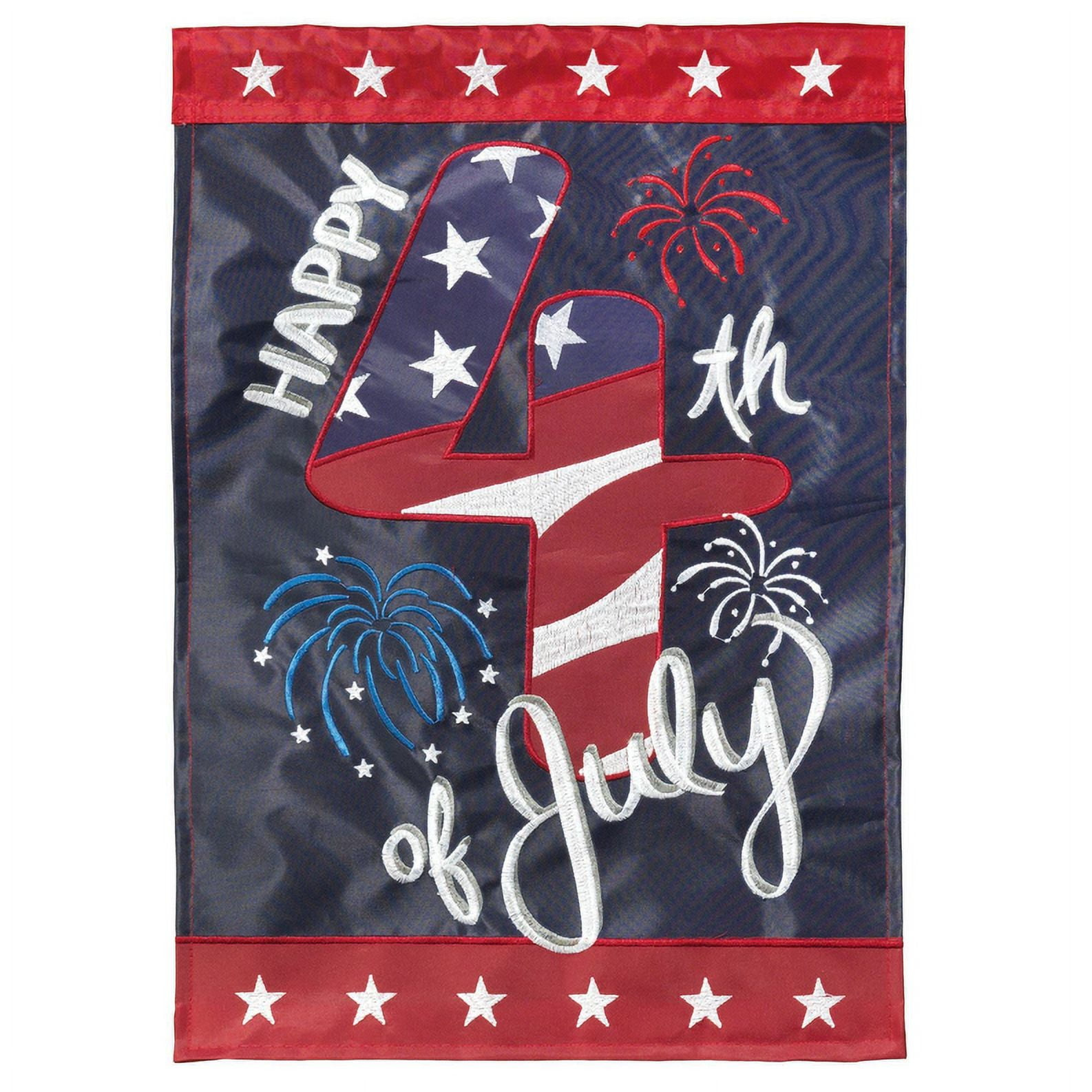 Magnolia Garden Happy 4th of July Patriotic 29 x 42 Inch Polyester Garden Flag