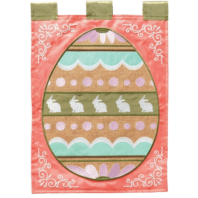 Magnolia Garden Large Easter Egg 13 x 18 Inch Burlap Polyester Garden Flag